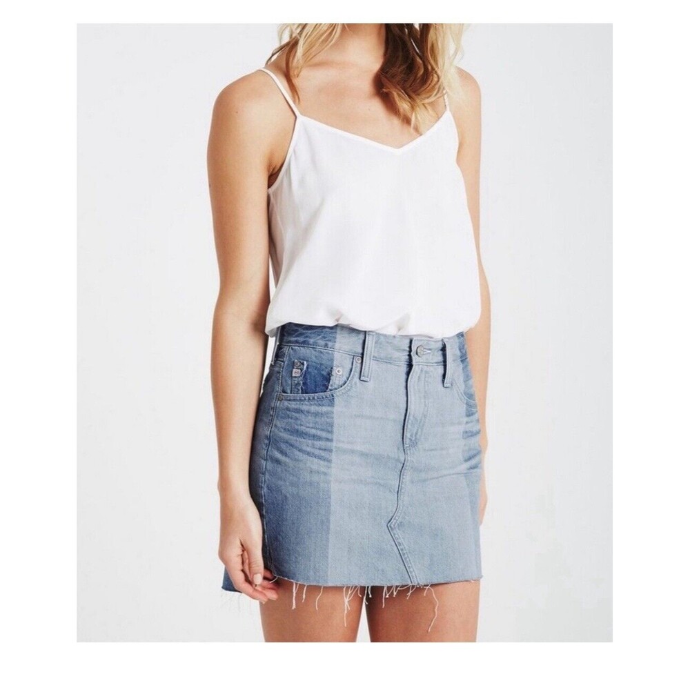 AG Adriano Goldschmied The Sandy Colorblock Jean Mini Skirt Size 28